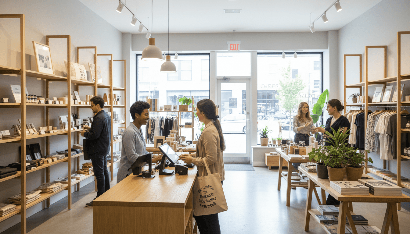 Customer picking up an order at the counter